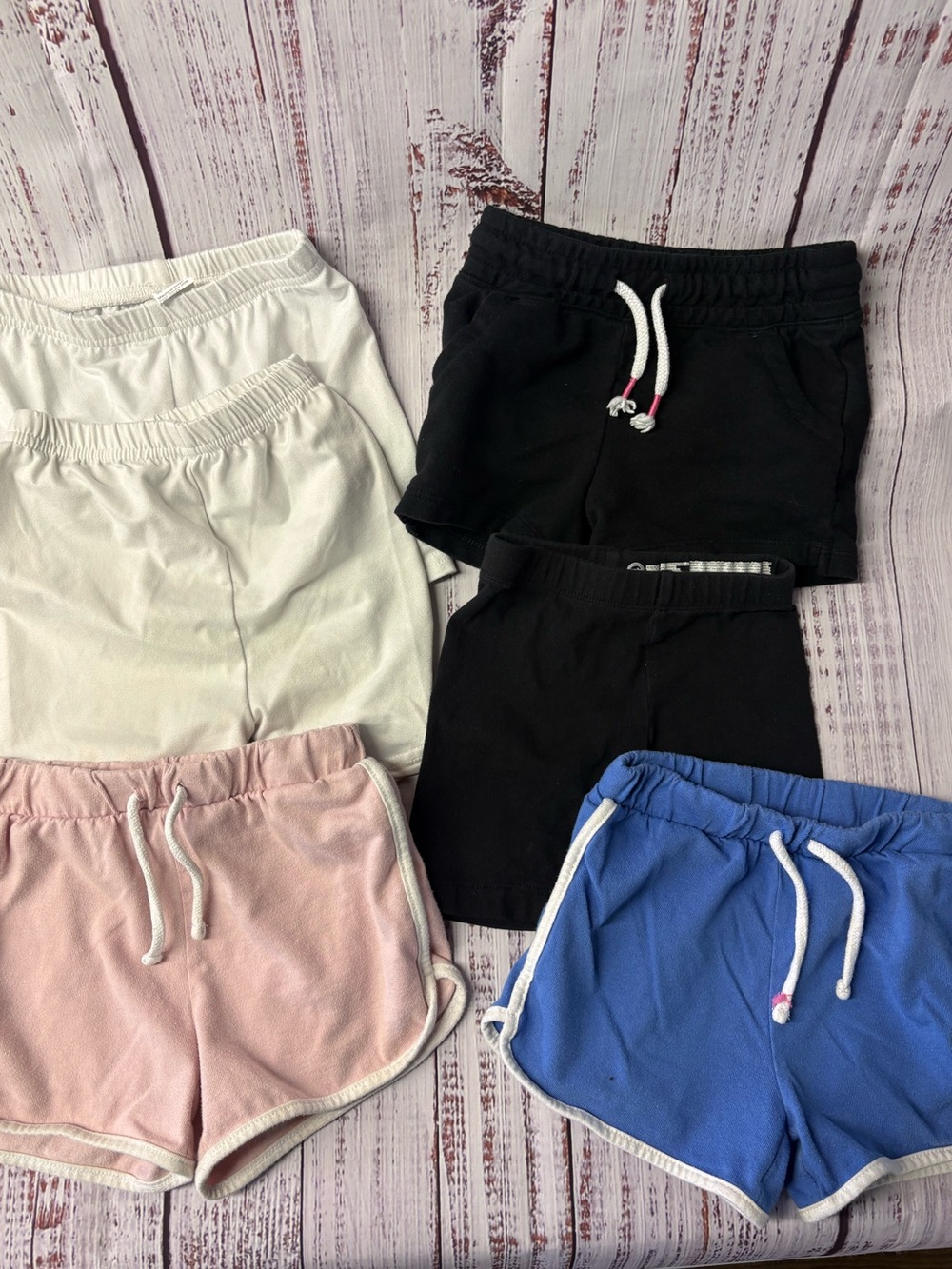 Casual Cotton Drawstring Shorts - Black, White, Pink, Blue